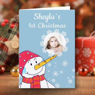 Süßes Baby˙s 1. Weihnachten Schneemann Foto