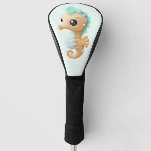 Süßes Baby-Seepferdchen in Türkis und Weiß    Golf Headcover