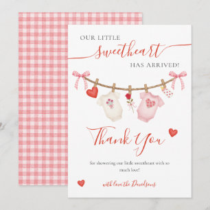 Süßes Baby Shower Valentins Mädchen Rosa Dankeskarte