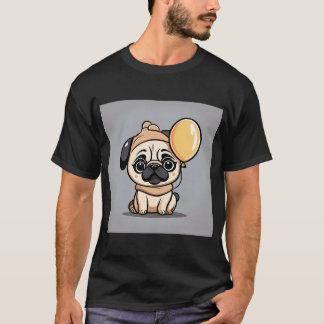 Süßes Baby trägt Pug-Hundekostüm mit Knochenballon T-Shirt