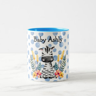 Süßes Baby-Zebra-Blumenkranz mit individuellem Nam Zweifarbige Tasse