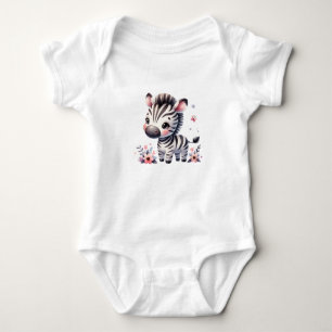 Süßes Baby Zebra mit Blumen Niedliche Tierkunst Strampler