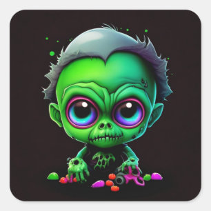 Süßes Baby-Zombie Quadratischer Aufkleber