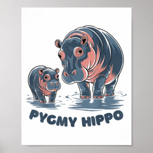 Süßes Baby-Zwergflusspferd Moo Deng Lustiger Zoo F Poster