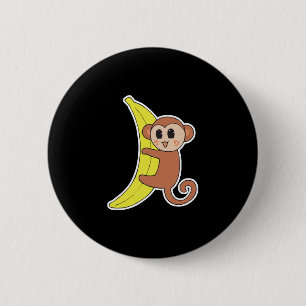 süßes Babyäffchen auf Banane Button