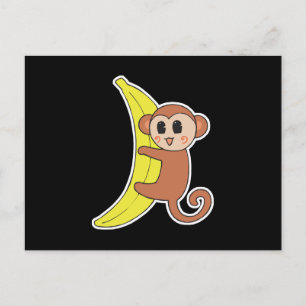 süßes Babyäffchen auf Banane Postkarte