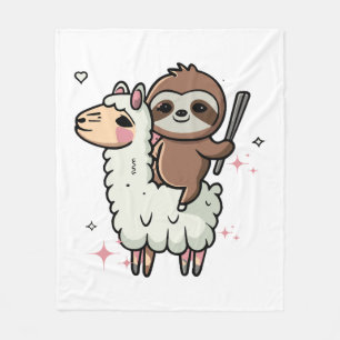 Süßes Babyfaultier und Lama Fleecedecke