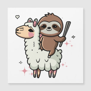 Süßes Babyfaultier und Lama Magnetkarte