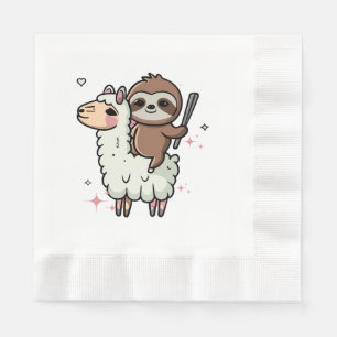 Süßes Babyfaultier und Lama Serviette