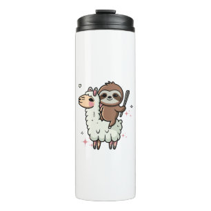 Süßes Babyfaultier und Lama Thermosbecher
