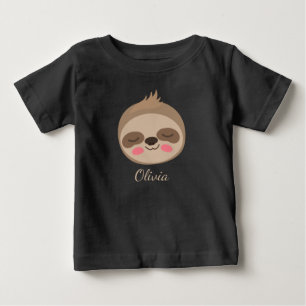 Süßes Babyfaultiergesicht mit individuellem Namen Baby T-shirt