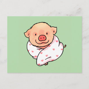 Süßes Babyferkel in Decke gewickelt Postkarte