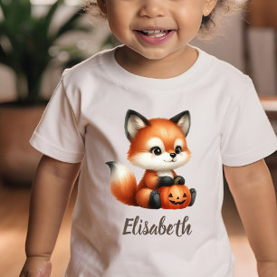 Süßes Babyfuchs mit Kürbis personalisiertes T-Shir Baby T-shirt