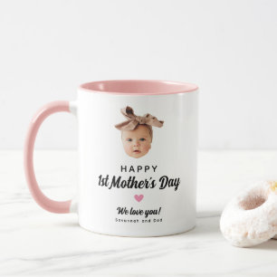 Süßes Babygesicht Foto Rosa Glücklicher 1. Muttert Tasse