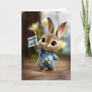 Süßes Babykaninchen in blauem Strampler - Ermutigu Karte