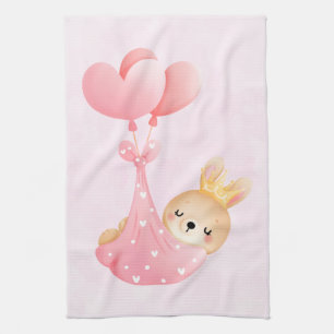 Süßes Babykaninchen in einer Herzdecke Geschirrtuch