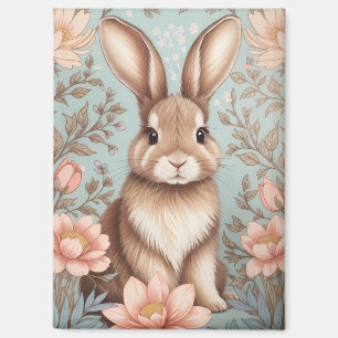 Süßes Babykaninchen Pastell-Blumen  Magnet