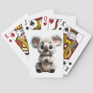 Süßes Babykoala im Funko-Stil-Cartoon mit großen A Spielkarten