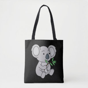 Süßes Babykoala mit Eukalyptusblättern Tasche