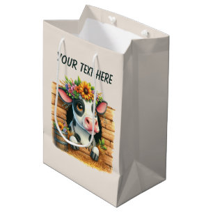 Süßes Babykuh Bild mit Text Mittlere Geschenktüte