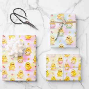 Süßes Babyküken Aquarell-Ostern Geschenkpapier Set