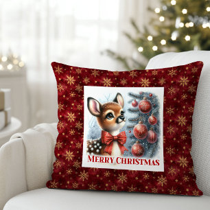 Süßes Babyreh Schneewald Kinder Geschenk Weihnacht Kissen