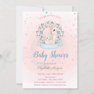 Süßes Babyreh, Sterne Blaue Rosen Baby Shower Einladung