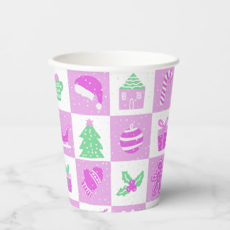 Süßes Babyrosa Weihnachtsmuster  Pappbecher