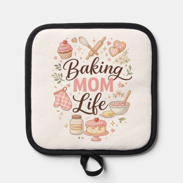 Süßes Backen Mutti Leben Topflappen (Vorderseite)