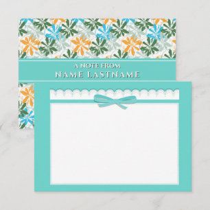 Süßes Band & Pastell Elegantes Mint Türkis Floral Mitteilungskarte