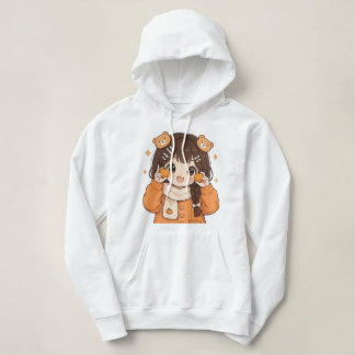 Süßes Bärenmädchen Hoodie Cozy Anime Style Sweatsh