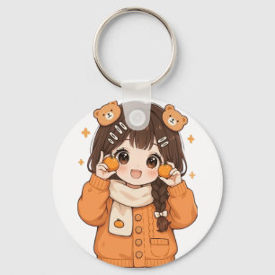 Süßes Bärenmädchen-Schlüsselanhänger kawaii Anime- Schlüsselanhänger
