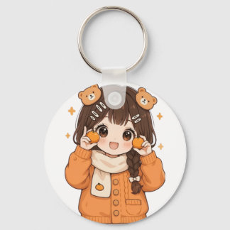Süßes Bärenmädchen-Schlüsselanhänger kawaii Anime- Schlüsselanhänger
