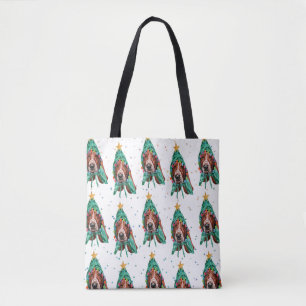 Süßes Basset Hound-Hundemuster Weihnachten Tasche