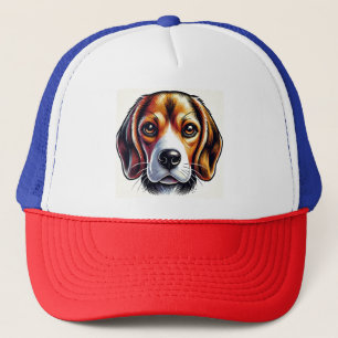 Süßes Beagle-Hund-Porträt mit lebendigen Farben Truckerkappe