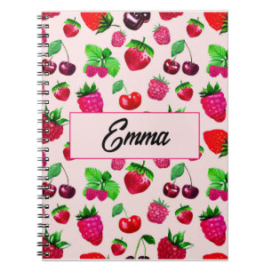 Süßes Beeren-Frucht-Notizbuch mit individuellem Na Notizblock