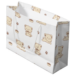 Süßes Beiges Katzenmuster (2) Große Geschenktüte
