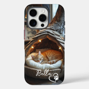 Süßes benutzerdefiniertes Katzenfoto & Name mit He iPhone 16 Pro Hülle