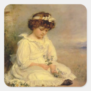Süßes Blau Johns Millais- wenigen Speedwells Quadratischer Aufkleber