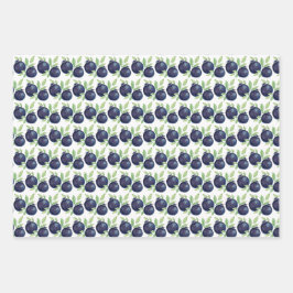 Süßes Blaubeeren Wasserfarben Handlackiert Geschenkpapier Set