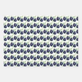 Süßes Blaubeeren Wasserfarben Handlackiert Geschenkpapier Set