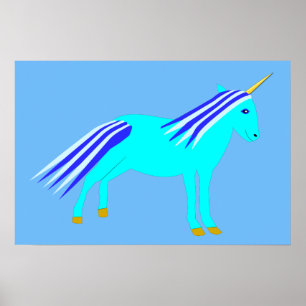 Süßes blaues Baby-Jungen-Einhorn Poster