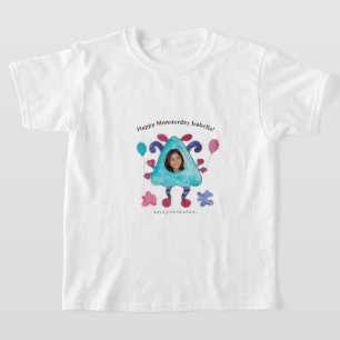 Süßes blaues Dreiecks-Monster-Kinder-Geburtstags-T T-Shirt