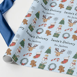 Süßes blaues festliches Kinder-Weihnachts-Feiertag Geschenkpapier