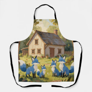 Süßes Blaues Fuchs-Familienhaus Schürze