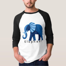 Süßes blaues gemustertes Elefantengrafik-T-Shirt