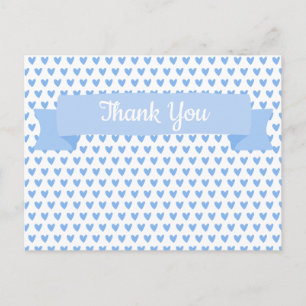 Süßes Blaues Herzen Muster   Baby Shower Dankeschö Postkarte