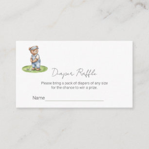 Süßes blaues Teddybär-Golf-Diaper-Raffle-Ticket Begleitkarte