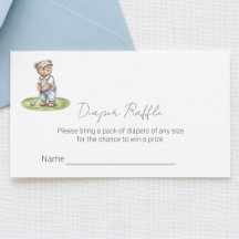 Süßes blaues Teddybär-Golf-Diaper-Raffle-Ticket