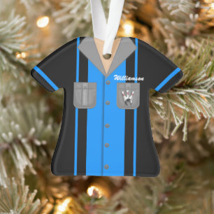 Süßes blaues und schwarzes Bowling-Shirt Ornament